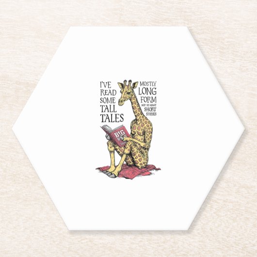 Funny Book Lover Giraffe Long Form Tall Tales Lese Untersetzer (Vorderseite)