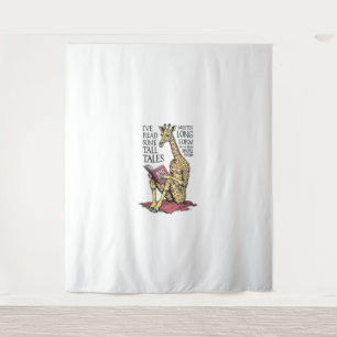 Funny Book Lover Giraffe Long Form Tall Tales Lese Wandteppich