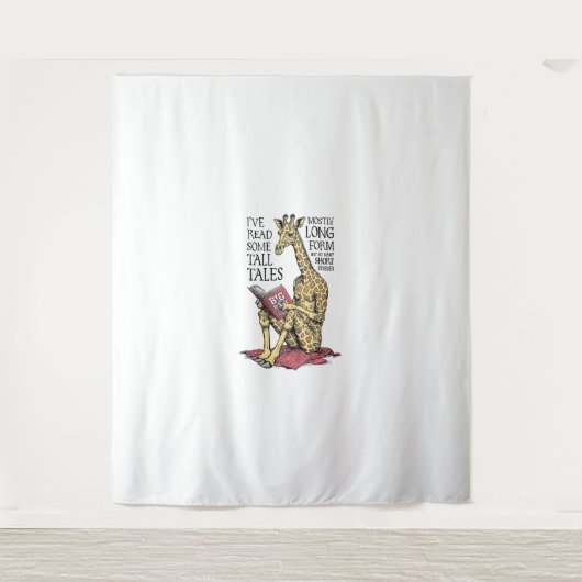 Funny Book Lover Giraffe Long Form Tall Tales Lese Wandteppich (Vorderseite)
