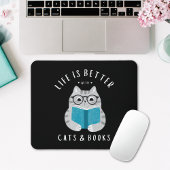Funny Book Lover Reading Cat Mousepad