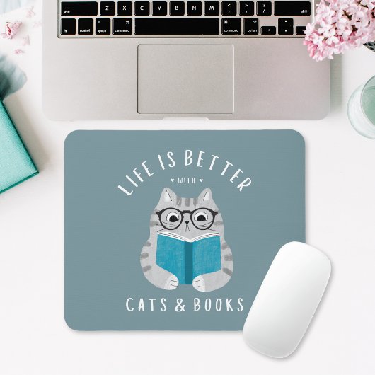 Funny Book Lover Reading Cat Mousepad