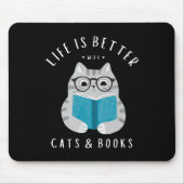 Funny Book Lover Reading Cat Mousepad (Vorne)