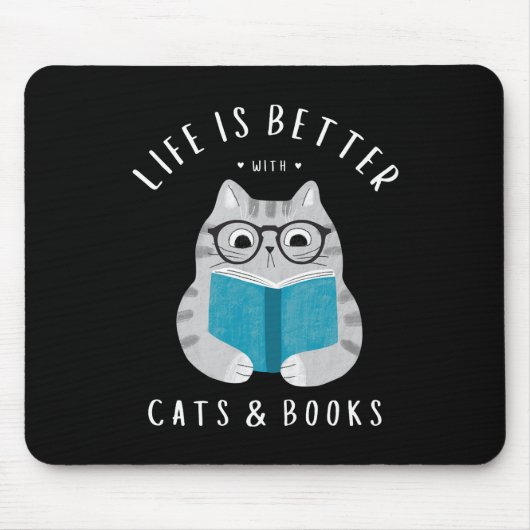 Funny Book Lover Reading Cat Mousepad (Vorne)