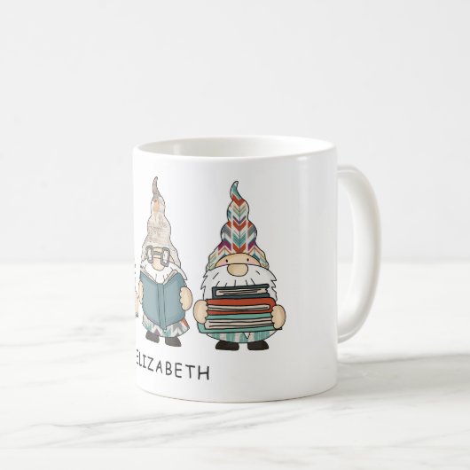 Funny Book Lover Reading Gnomes Custom Kaffeetasse (VorderseiteRechts)