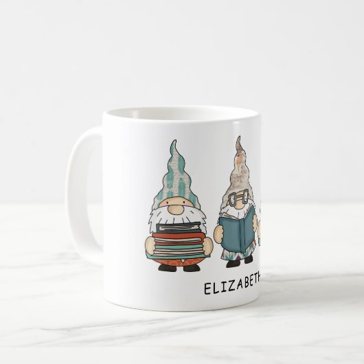 Funny Book Lover Reading Gnomes Custom Kaffeetasse (Vorderseite Links)