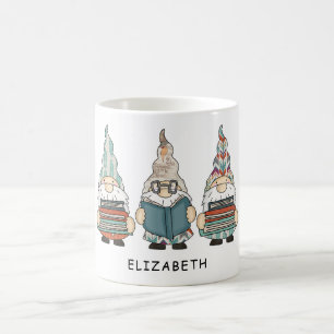 Funny Book Lover Reading Gnomes Custom Kaffeetasse