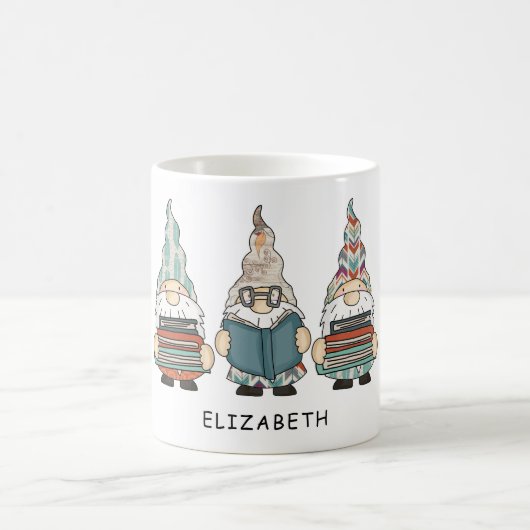 Funny Book Lover Reading Gnomes Custom Kaffeetasse (Mittel)
