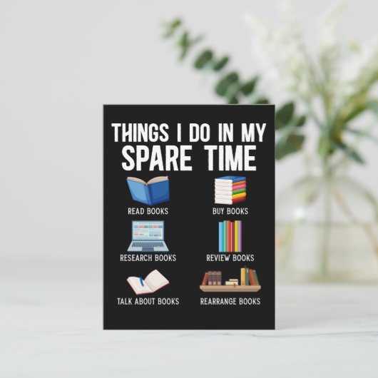 Funny Book Lover Spaß Bookworm Reader Postkarte (Stehend Vorderseite)