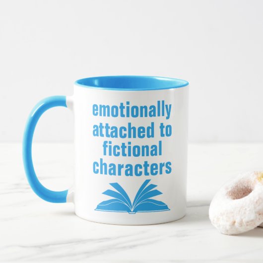 Funny Book Lovers Zitat über blaue moderne Typogra Tasse (Mit Donut)