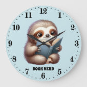 Funny book Nerd sloge Text hinzufügen Große Wanduhr (Vorderseite)