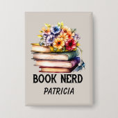 Funny book Nerd word art Button (Vorderseite)