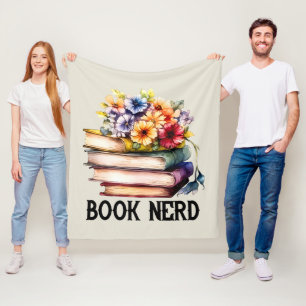 Funny book Nerd word art Fleecedecke