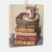 Funny Book Pub | Bücher und Weihnachtskaffee Keramikornament (Rechts)