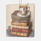 Funny Book Pub | Bücher und Weihnachtskaffee Keramikornament (Links)