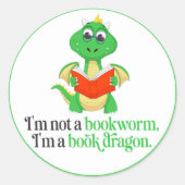 Funny Book Reading - Bookworm Runder Aufkleber (Vorderseite)