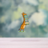 Funny Book Reading Giraffe I Liebe My Library Acrylschild (Neutral)