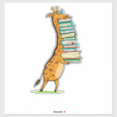 Funny Book Reading Giraffe I Liebe My Library Aufkleber (Blatt)