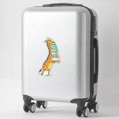 Funny Book Reading Giraffe I Liebe My Library Aufkleber (Koffer)