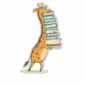 Funny Book Reading Giraffe I Liebe My Library Aufkleber (Vorderseite)