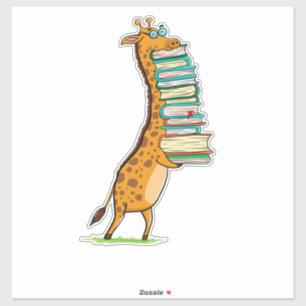 Funny Book Reading Giraffe I Liebe My Library Aufkleber