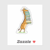Funny Book Reading Giraffe I Liebe My Library Aufkleber (Blatt)