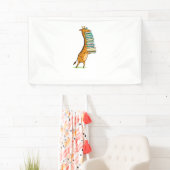 Funny Book Reading Giraffe I Liebe My Library Banner (Insitu)