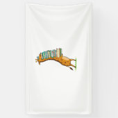 Funny Book Reading Giraffe I Liebe My Library Banner (Vertikal)