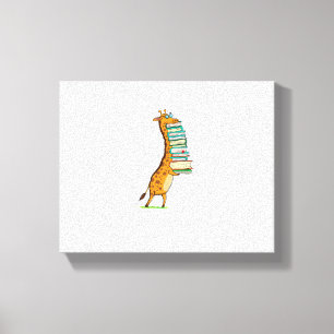 Funny Book Reading Giraffe I Liebe My Library Leinwanddruck