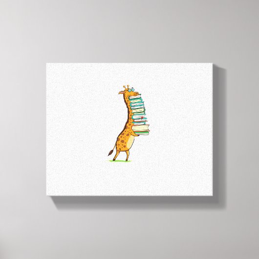 Funny Book Reading Giraffe I Liebe My Library Leinwanddruck (Vorderseite)