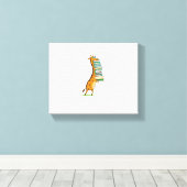 Funny Book Reading Giraffe I Liebe My Library Leinwanddruck (Insitu (Holzboden))
