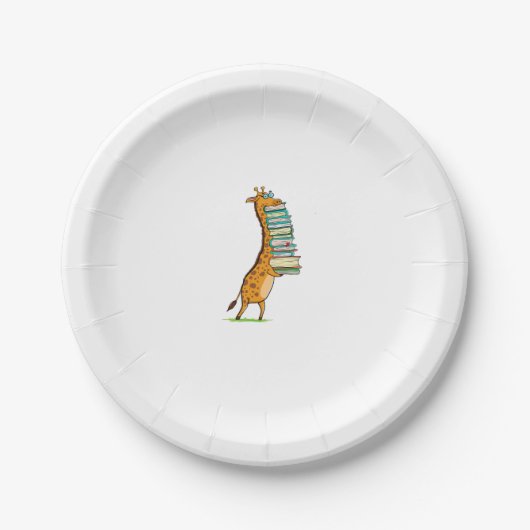 Funny Book Reading Giraffe I Liebe My Library Pappteller (Vorderseite)