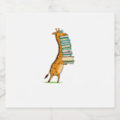 Funny Book Reading Giraffe I Liebe My Library Schaumweinetikett (Einzelnes Label)