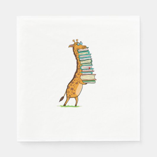 Funny Book Reading Giraffe I Liebe My Library Serviette (Vorderseite)