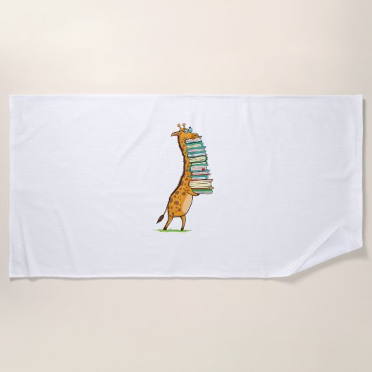 Funny Book Reading Giraffe I Liebe My Library Strandtuch (Vorderseite)
