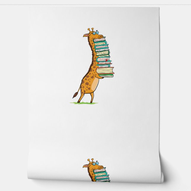 Funny Book Reading Giraffe I Liebe My Library Tapete (Abrollen)