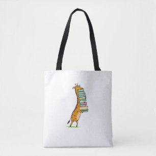 Funny Book Reading Giraffe I Liebe My Library Tasche