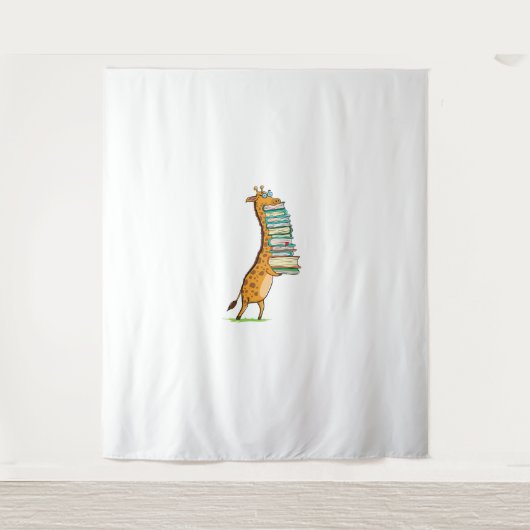 Funny Book Reading Giraffe I Liebe My Library Wandteppich (Vorderseite)