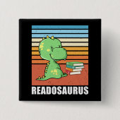 Funny Book Readosaurus Dinosaur Reading Dino Retro Button (Vorderseite)