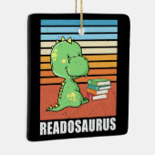 Funny Book Readosaurus Dinosaur Reading Dino Retro Keramikornament (Rechts)