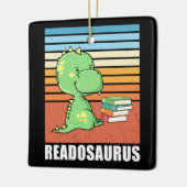Funny Book Readosaurus Dinosaur Reading Dino Retro Keramikornament (Links)