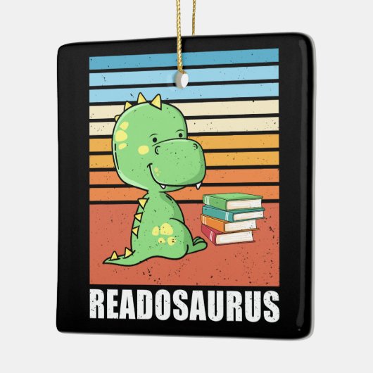 Funny Book Readosaurus Dinosaur Reading Dino Retro Keramikornament (Links)