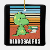 Funny Book Readosaurus Dinosaur Reading Dino Retro Keramikornament (Rückseite)