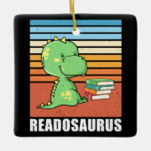 Funny Book Readosaurus Dinosaur Reading Dino Retro Keramikornament (Vorderseite)
