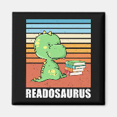 Funny Book Readosaurus Dinosaur Reading Dino Retro Magnet (Vorne)