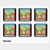 Funny Book Readosaurus Dinosaur Reading Dino Retro Quadratischer Aufkleber (Blatt)