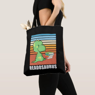 Funny Book Readosaurus Dinosaur Reading Dino Retro Tasche
