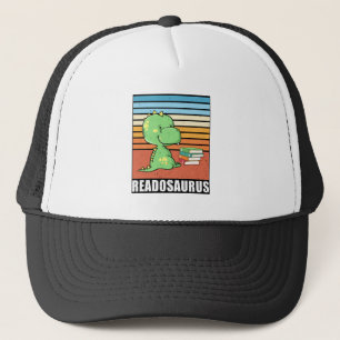 Funny Book Readosaurus Dinosaur Reading Dino Retro Truckerkappe
