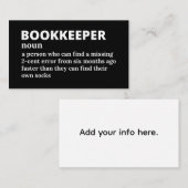 Funny Bookkeeper Definition Visitenkarte (Vorne/Hinten)