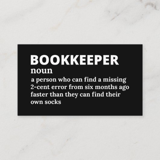 Funny Bookkeeper Definition Visitenkarte (Vorderseite)