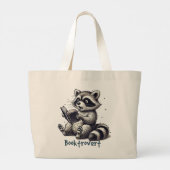 Funny Booktrovert Raccoon Jumbo Stoffbeutel (Rückseite)
